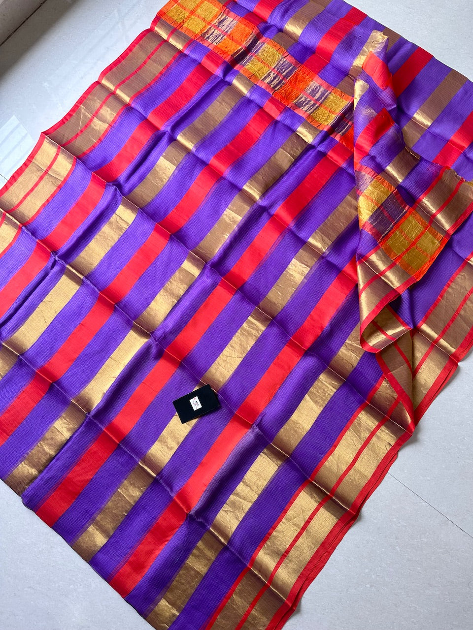 Pure Zari Stripe Kota Silk Saree