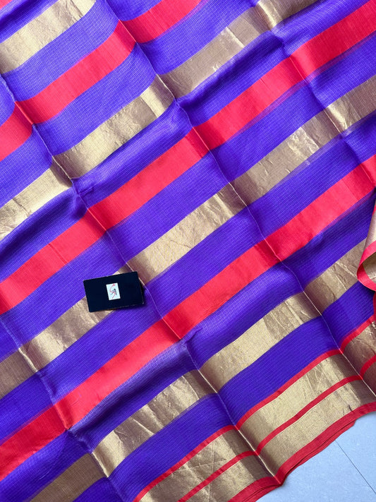 Pure Zari Stripe Kota Silk Saree