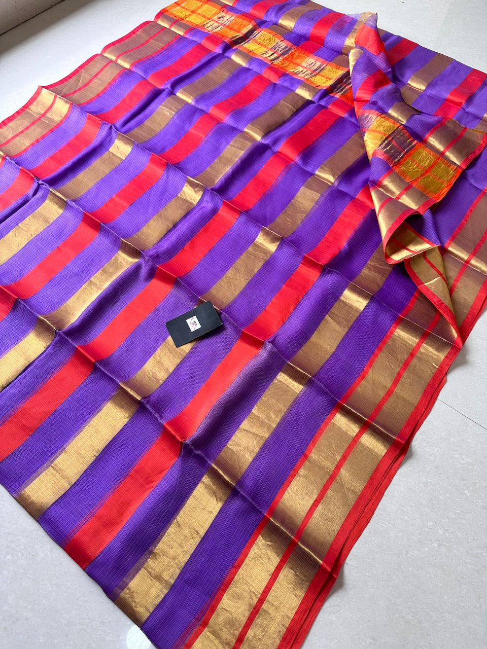 Pure Zari Stripe Kota Silk Saree