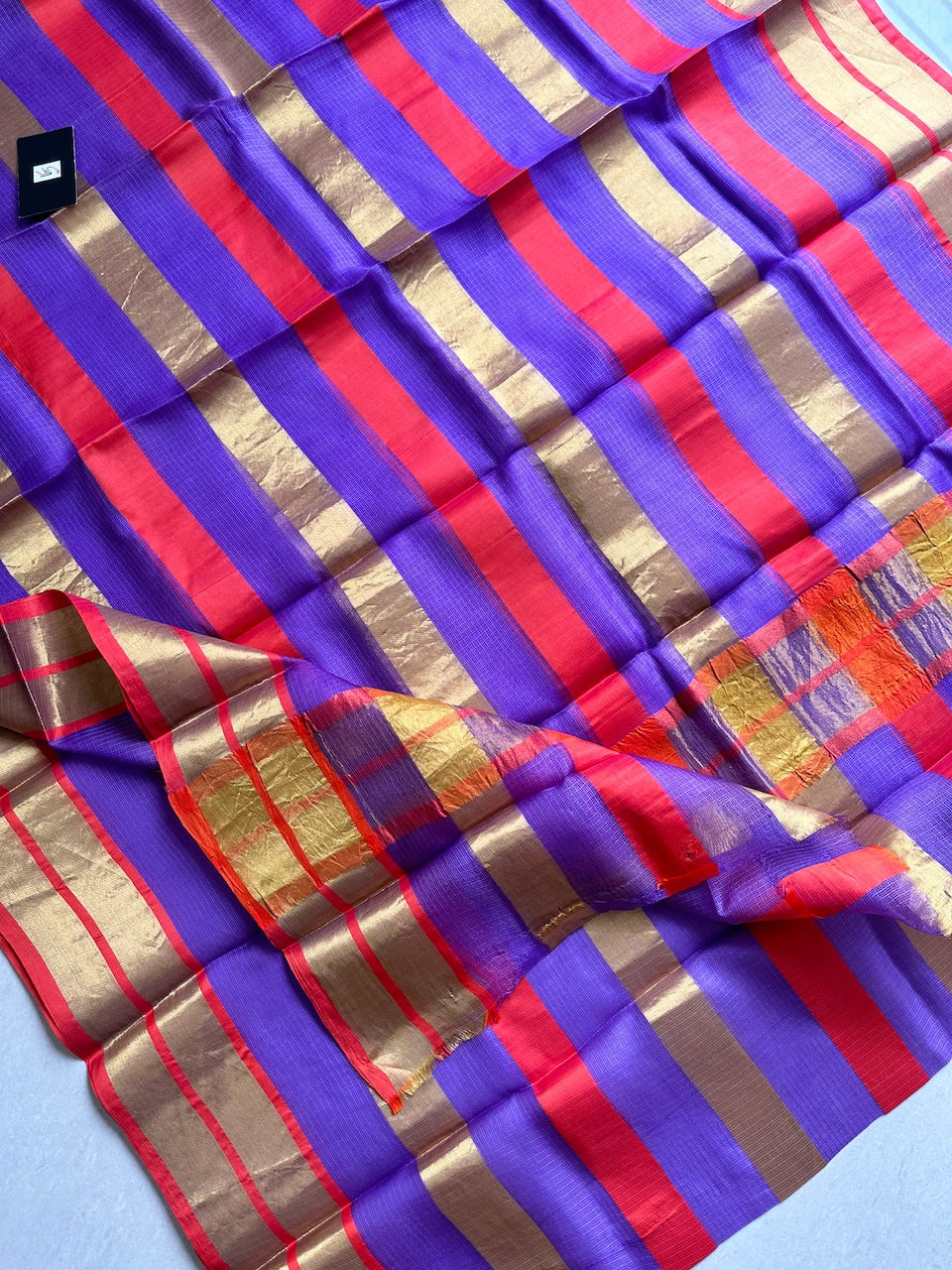 Pure Zari Stripe Kota Silk Saree