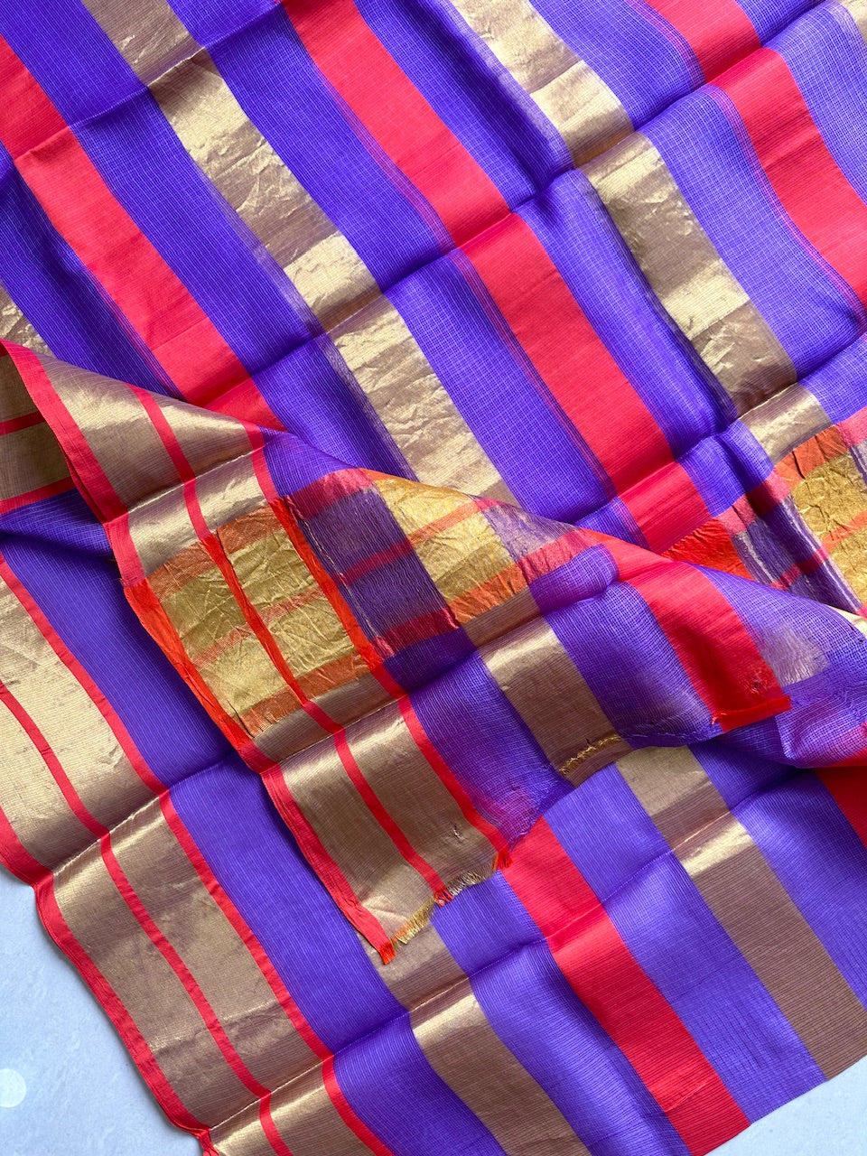 Pure Zari Stripe Kota Silk Saree