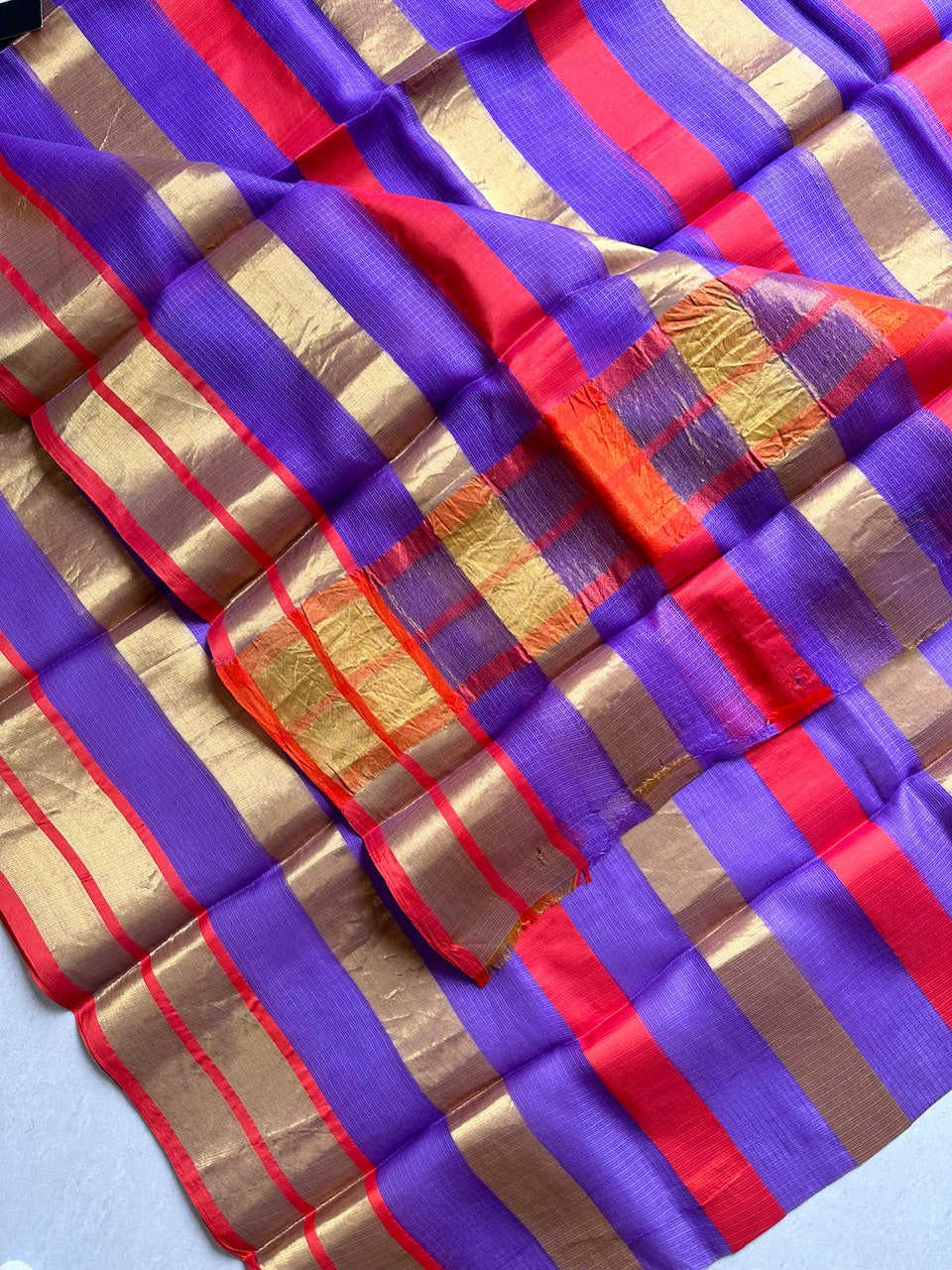 Pure Zari Stripe Kota Silk Saree