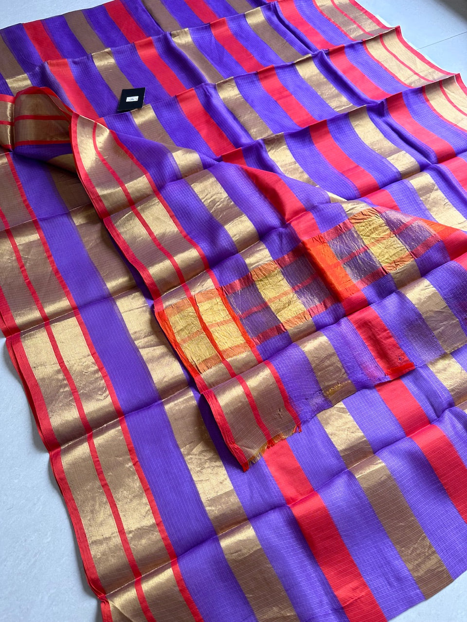 Pure Zari Stripe Kota Silk Saree