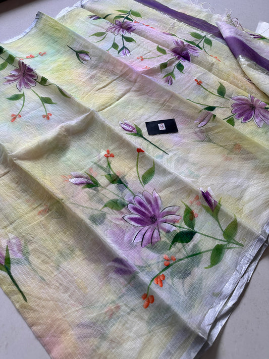 Handpainted Kota Cotton Doria Saree