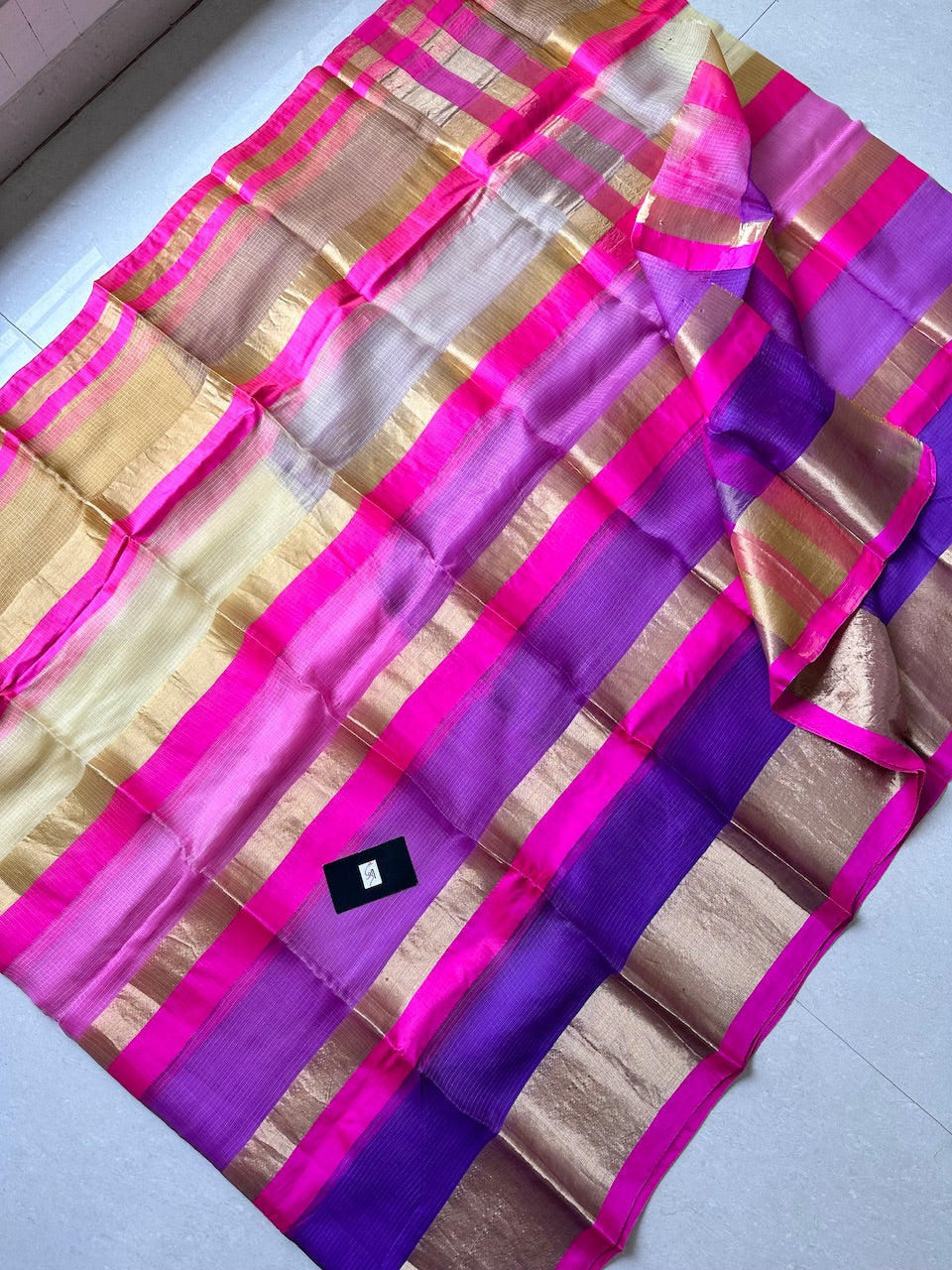 Pure Zari Stripe Kota Silk Saree