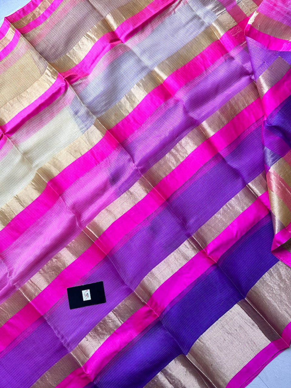 Pure Zari Stripe Kota Silk Saree