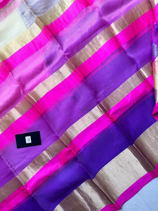 Pure Zari Stripe Kota Silk Saree