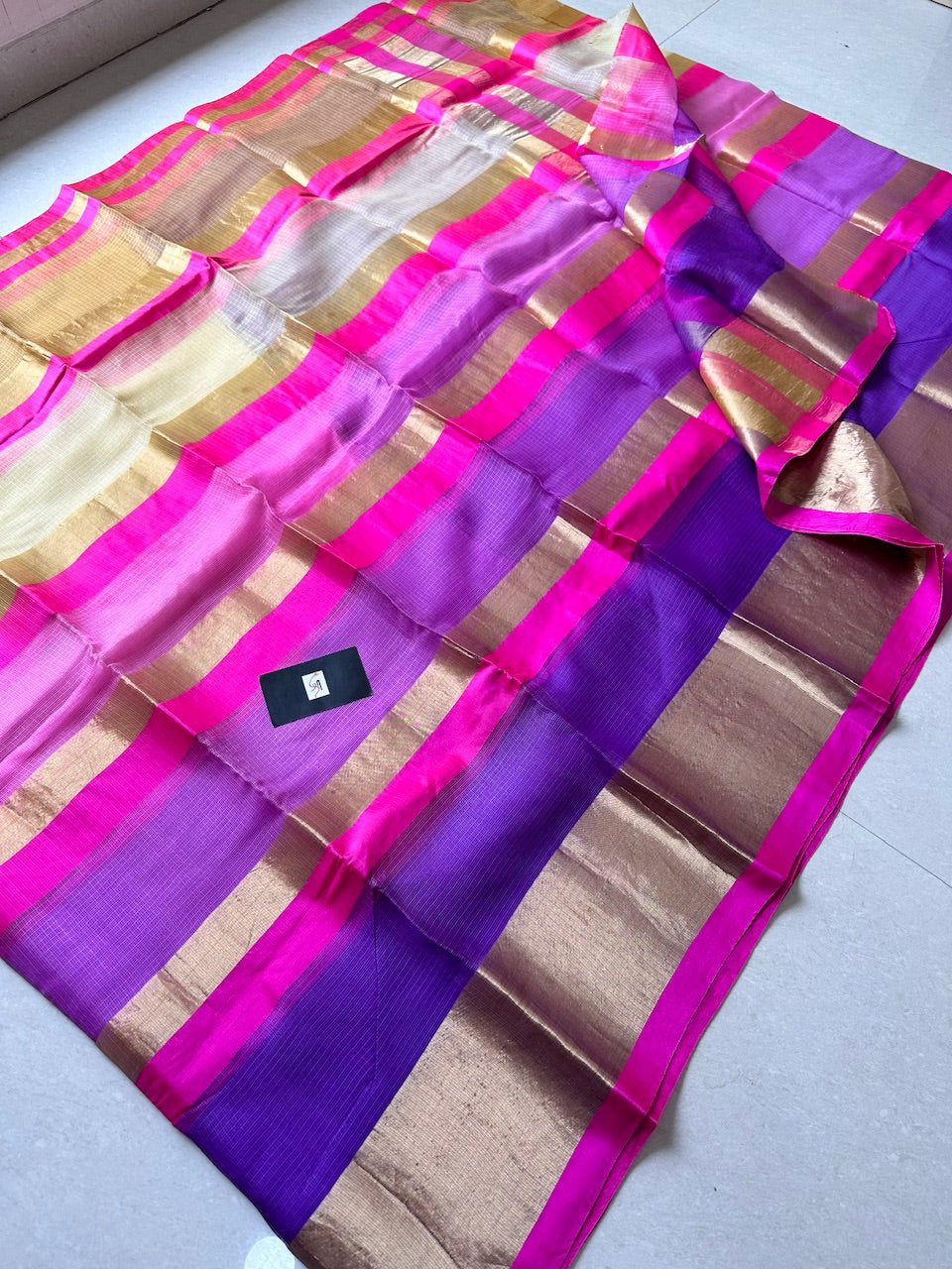 Pure Zari Stripe Kota Silk Saree