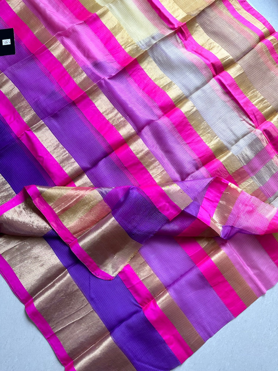 Pure Zari Stripe Kota Silk Saree