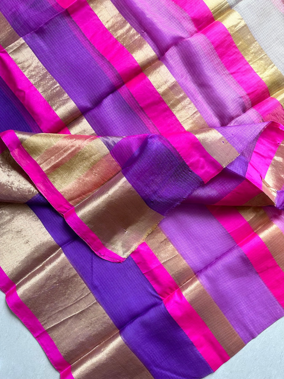 Pure Zari Stripe Kota Silk Saree