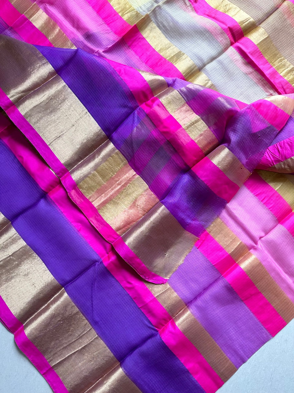 Pure Zari Stripe Kota Silk Saree