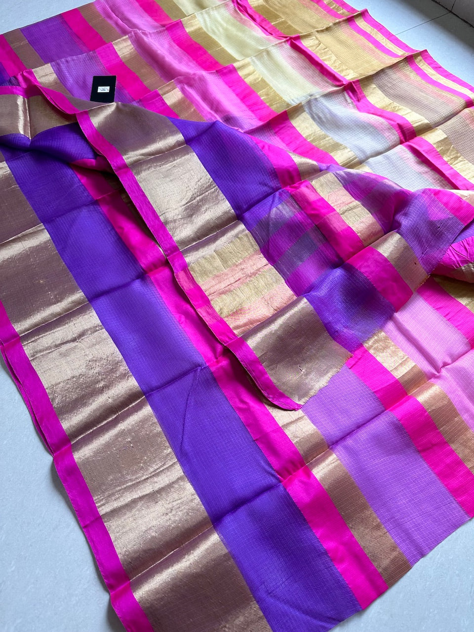 Pure Zari Stripe Kota Silk Saree