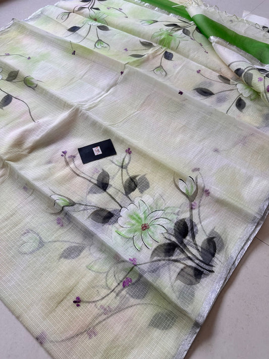 Handpainted Kota Cotton Doria Saree