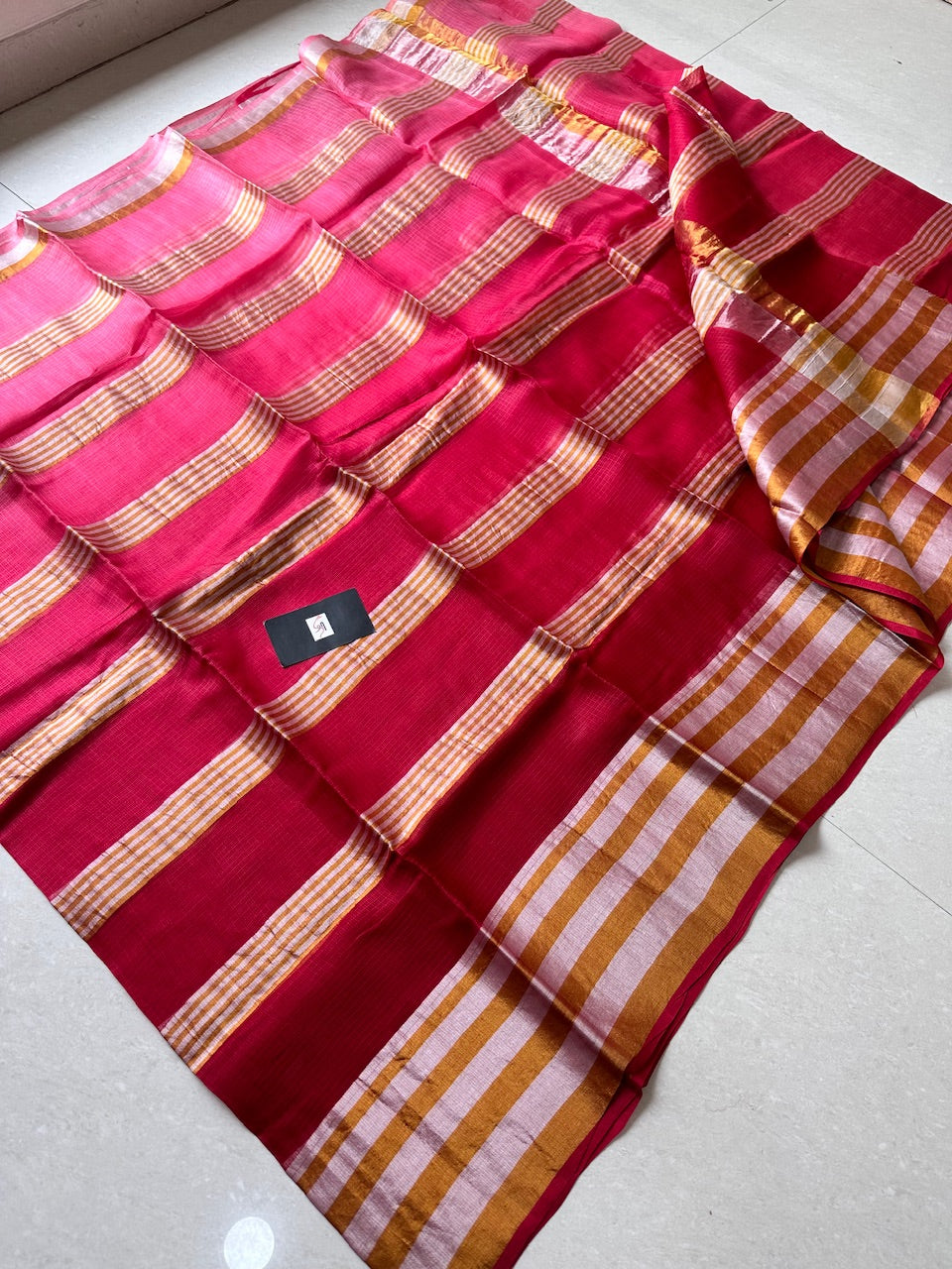 Pure Zari Stripe Kota Silk Saree