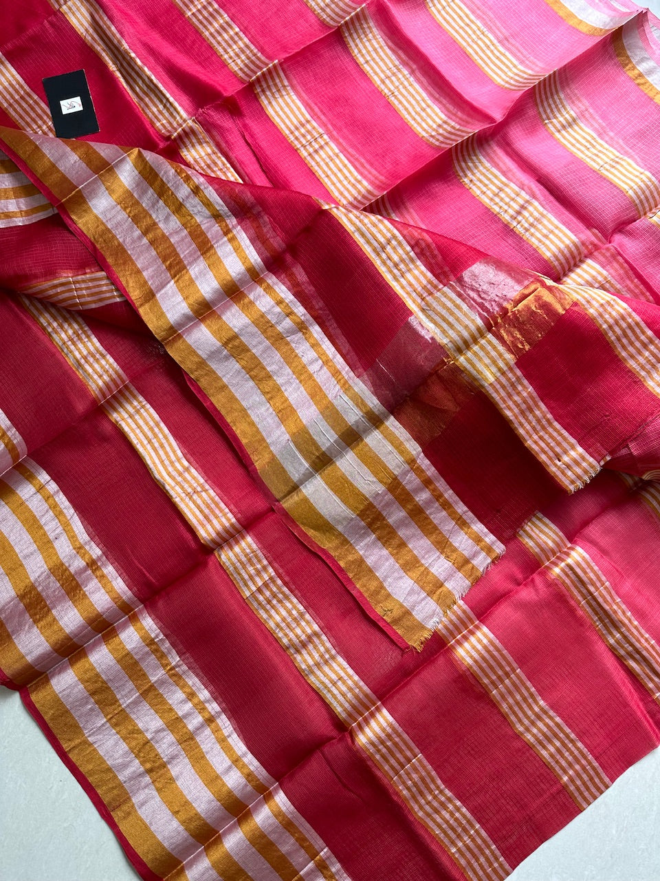 Pure Zari Stripe Kota Silk Saree