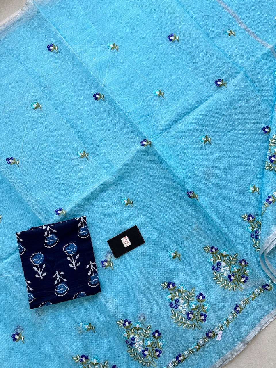 Embroidered Kota Cotton Doria Saree