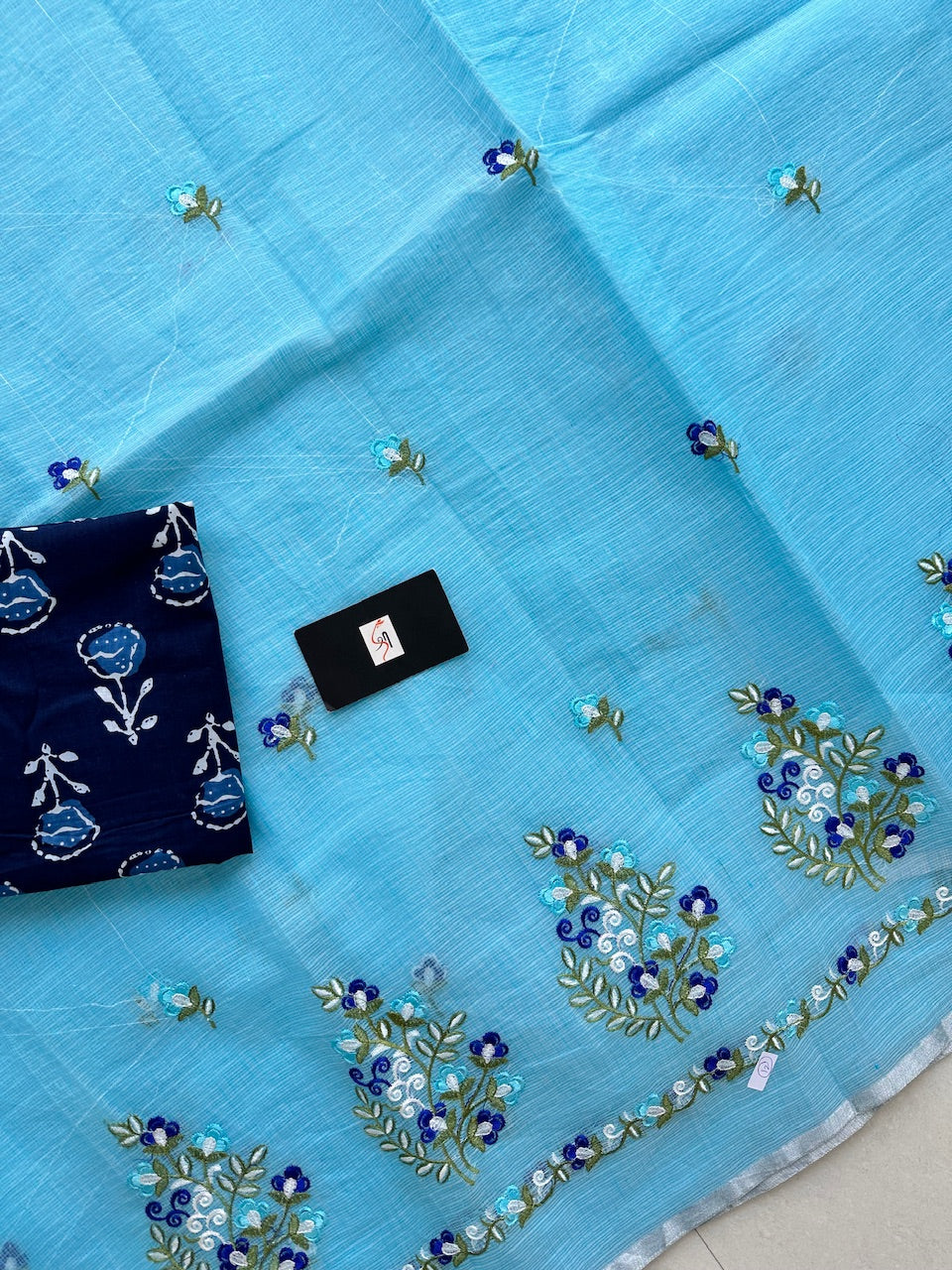 Embroidered Kota Cotton Doria Saree