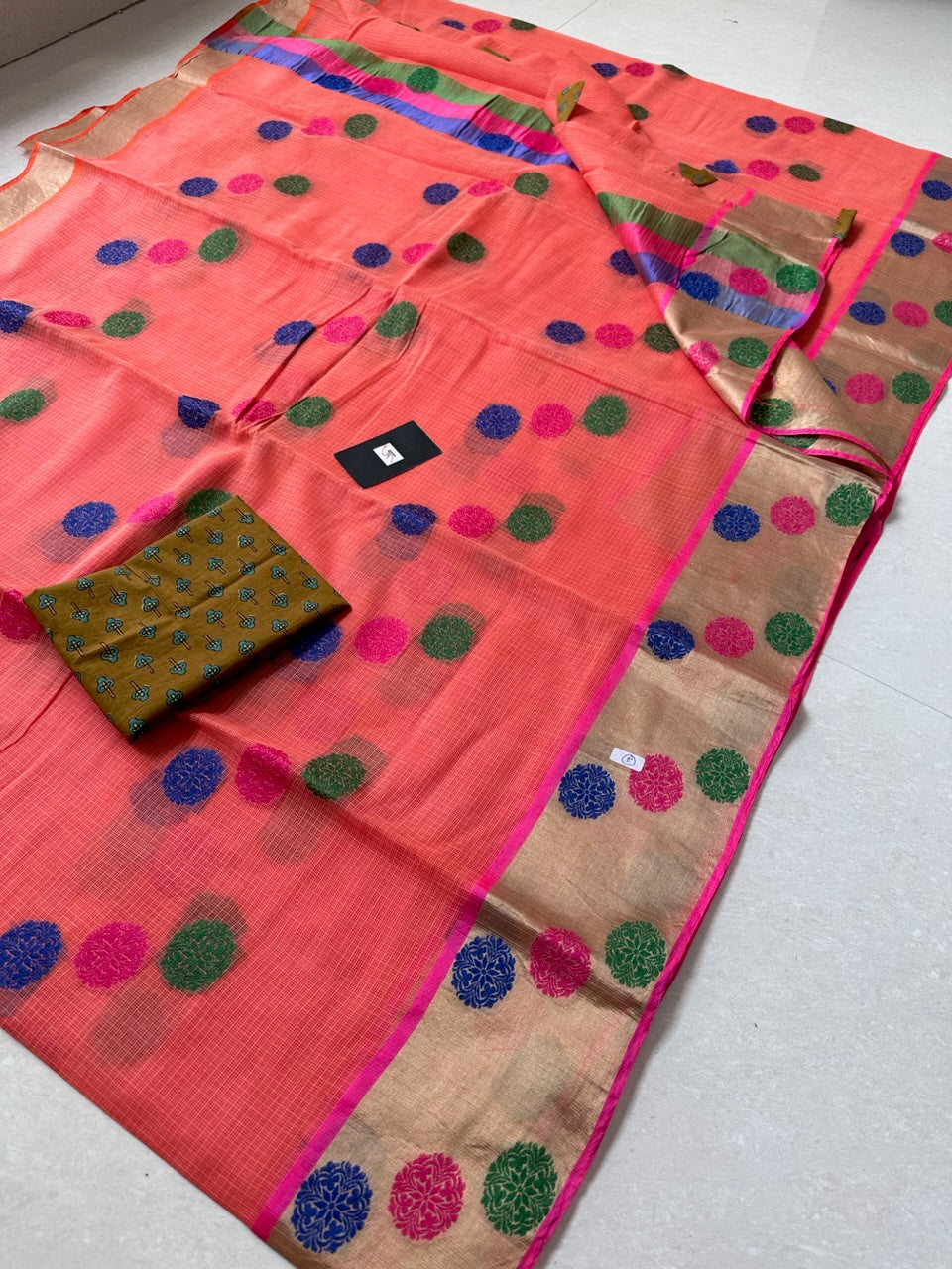 Pure Weaved Kota Cotton Doria Saree