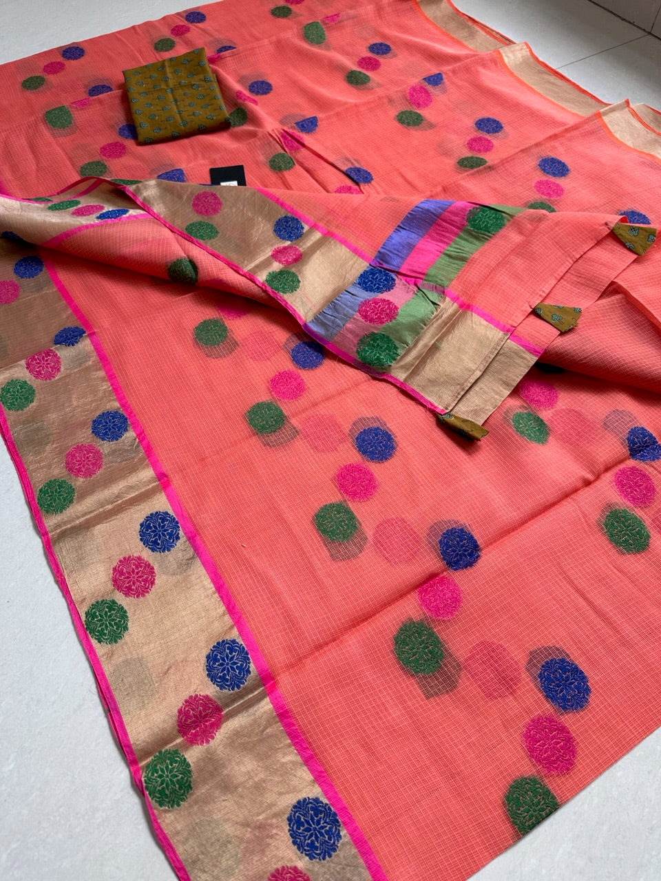 Pure Weaved Kota Cotton Doria Saree