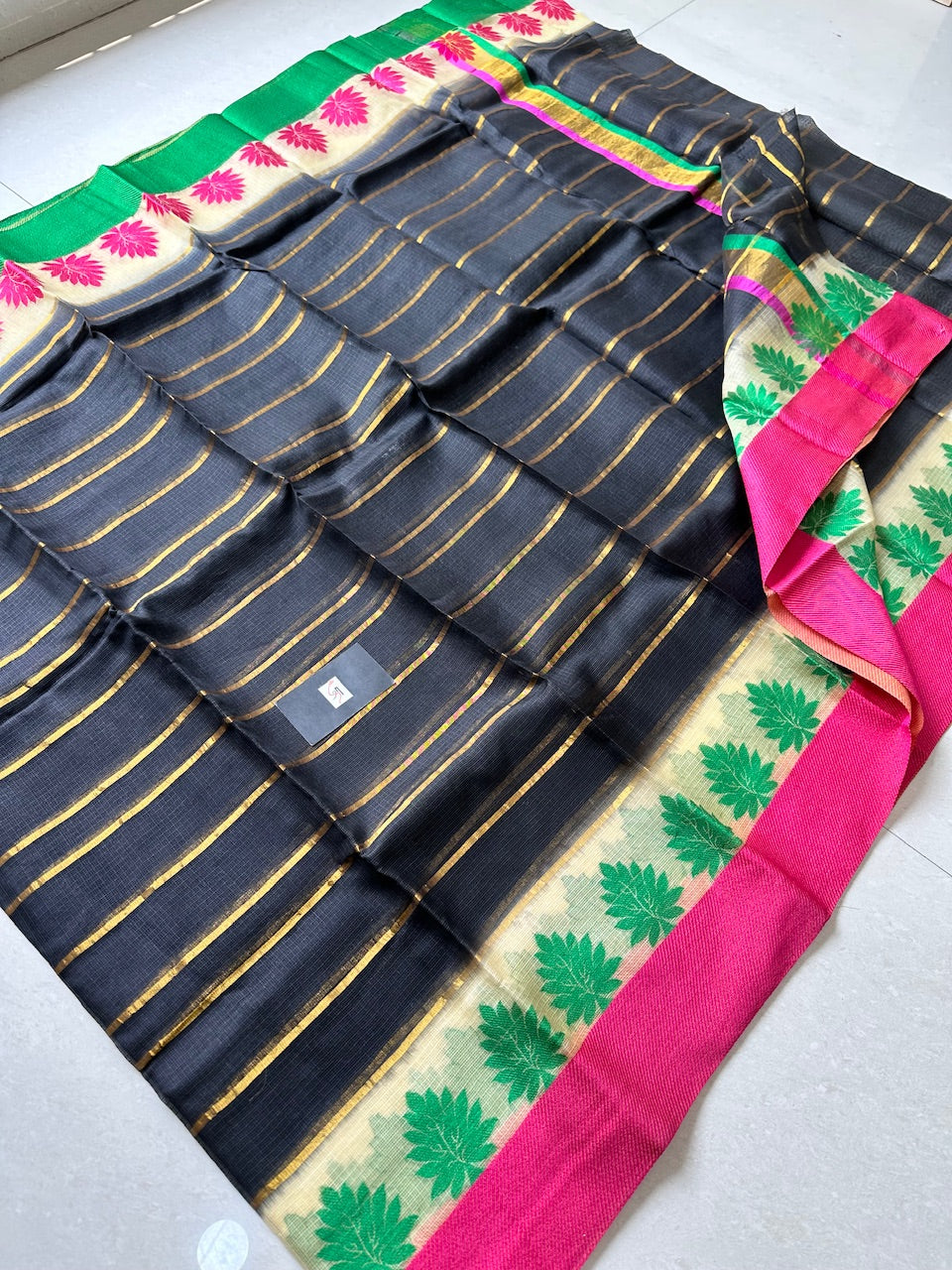 Pure Zari Stripe Kota Silk Saree