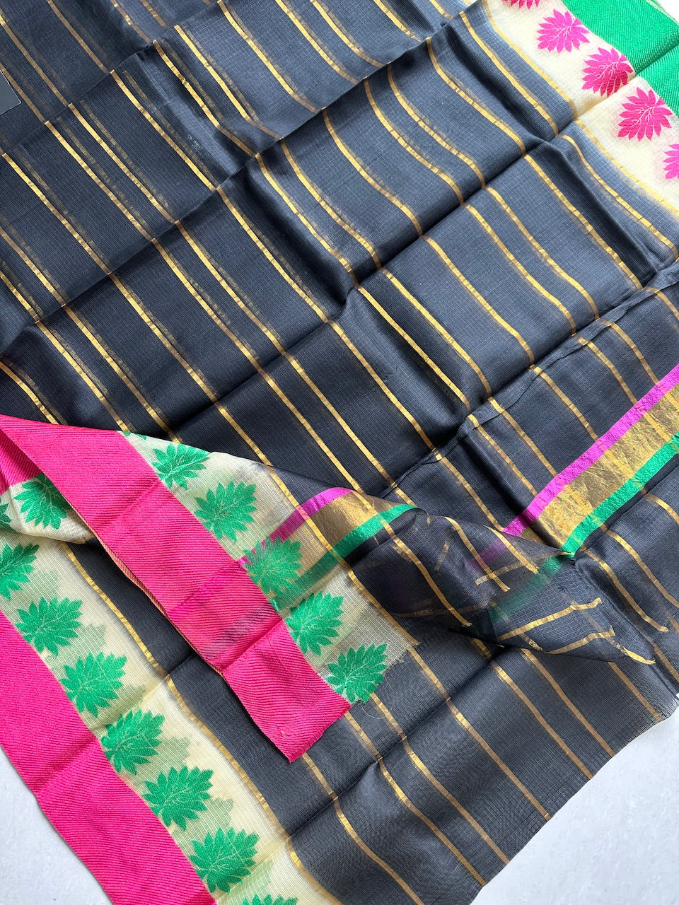 Pure Zari Stripe Kota Silk Saree