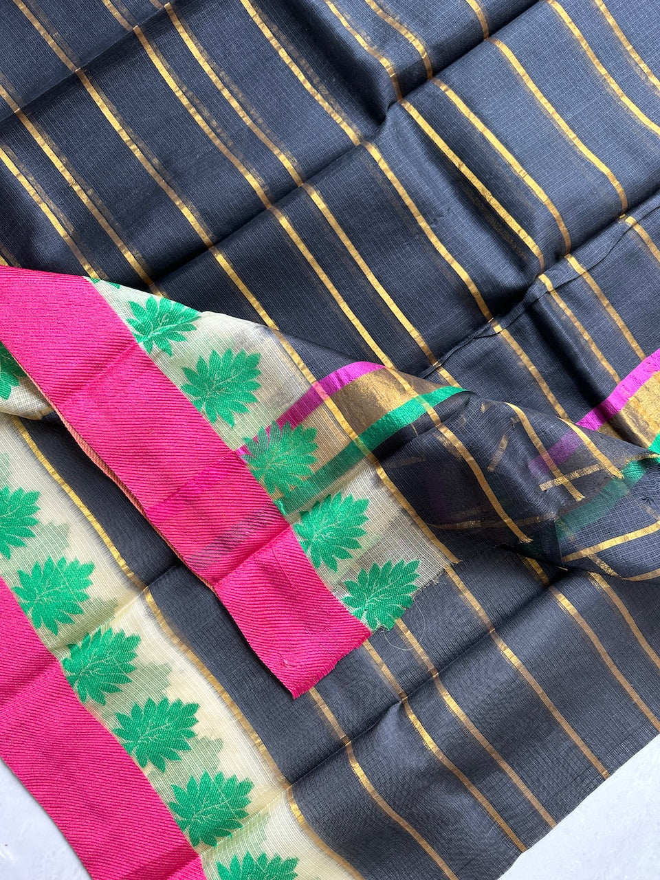 Pure Zari Stripe Kota Silk Saree