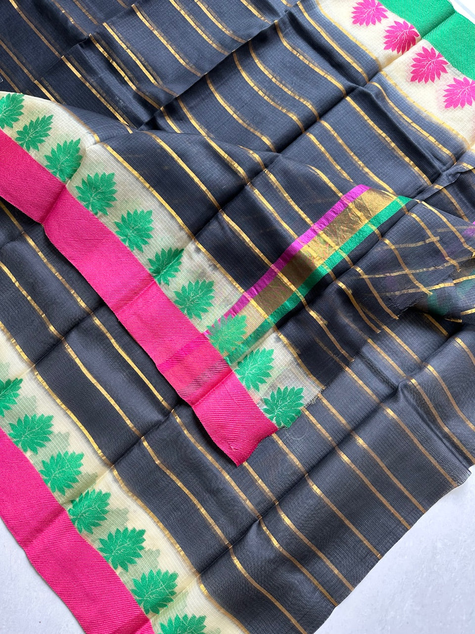 Pure Zari Stripe Kota Silk Saree