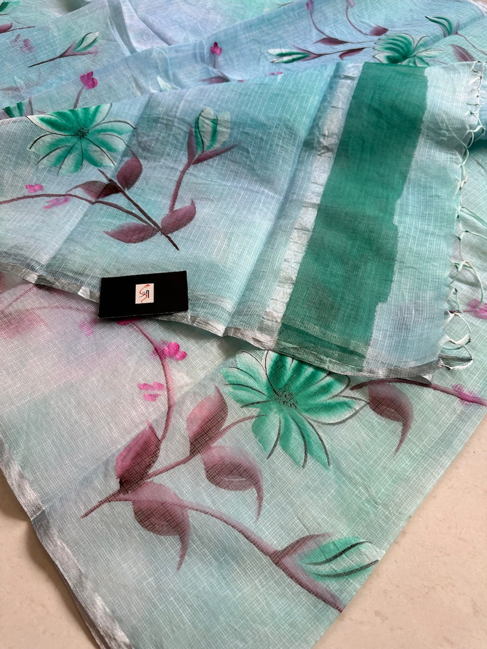 Handpainted Kota Cotton Doria Saree