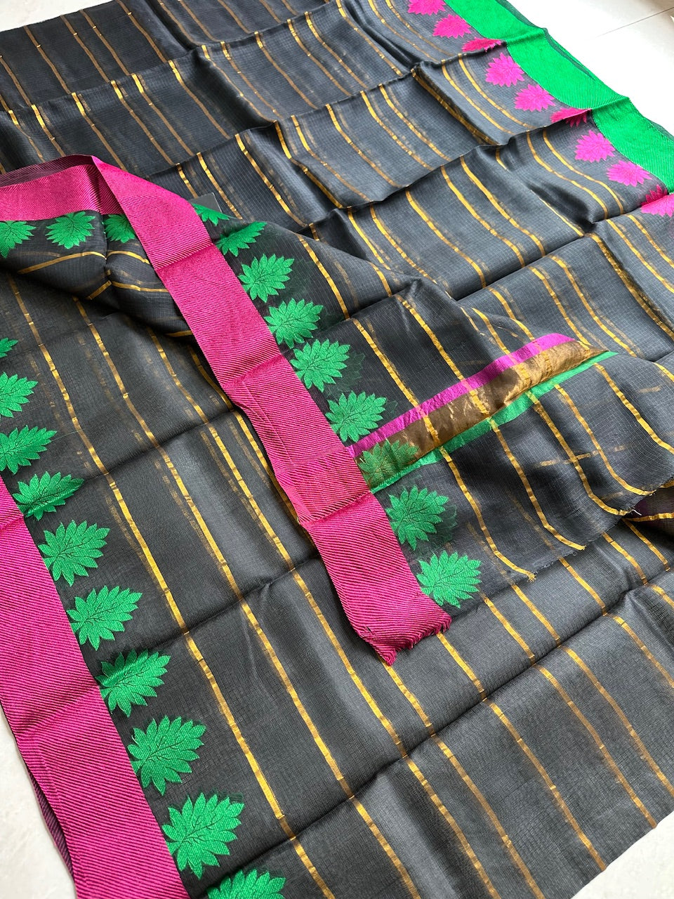 Pure Zari Stripe Kota Silk Saree