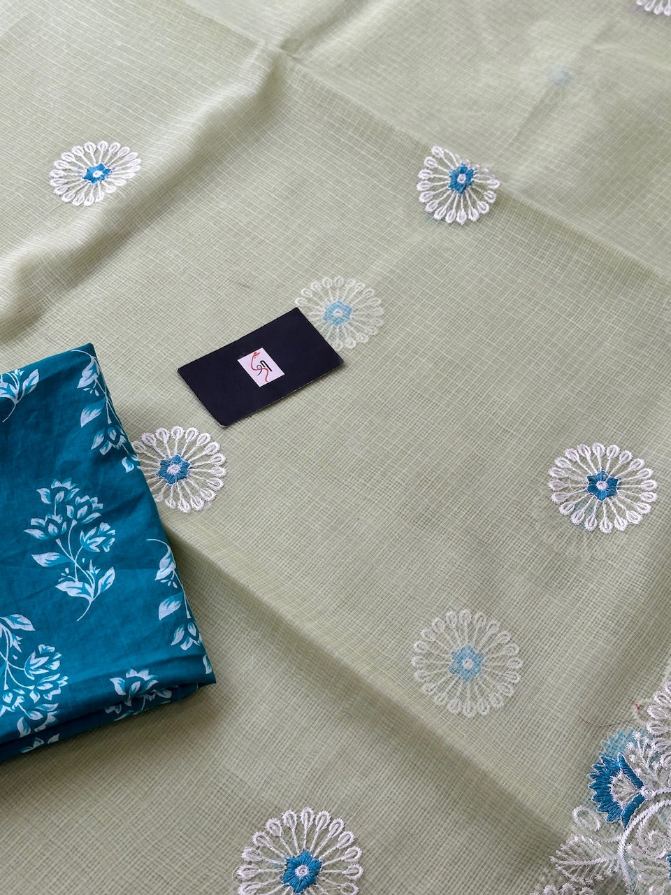 Embroidered Kota Cotton Doria Saree