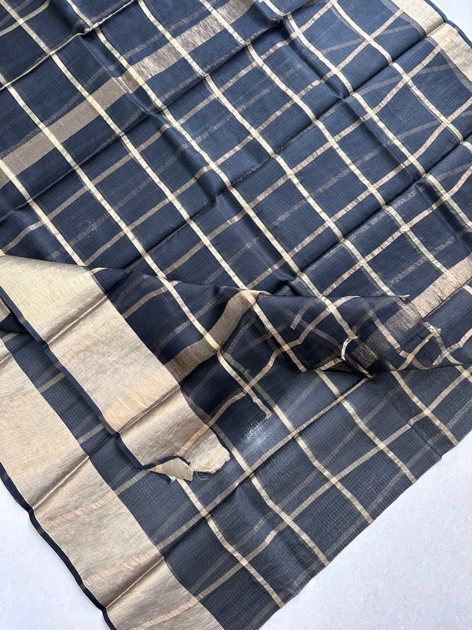 Pure Zari Check Kota Silk Saree