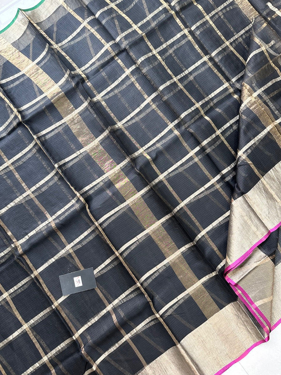 Pure Zari Check Kota Silk Saree