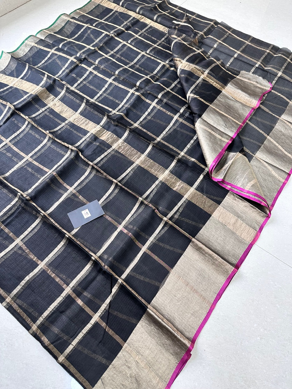 Pure Zari Check Kota Silk Saree