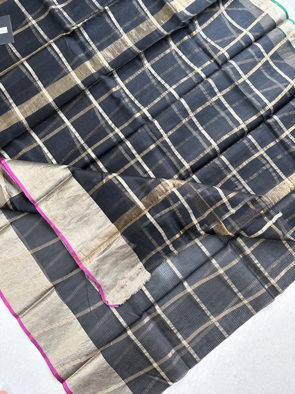 Pure Zari Check Kota Silk Saree