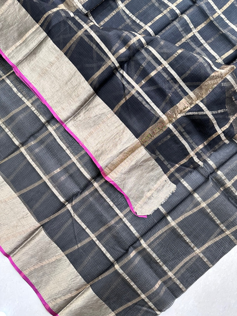 Pure Zari Check Kota Silk Saree