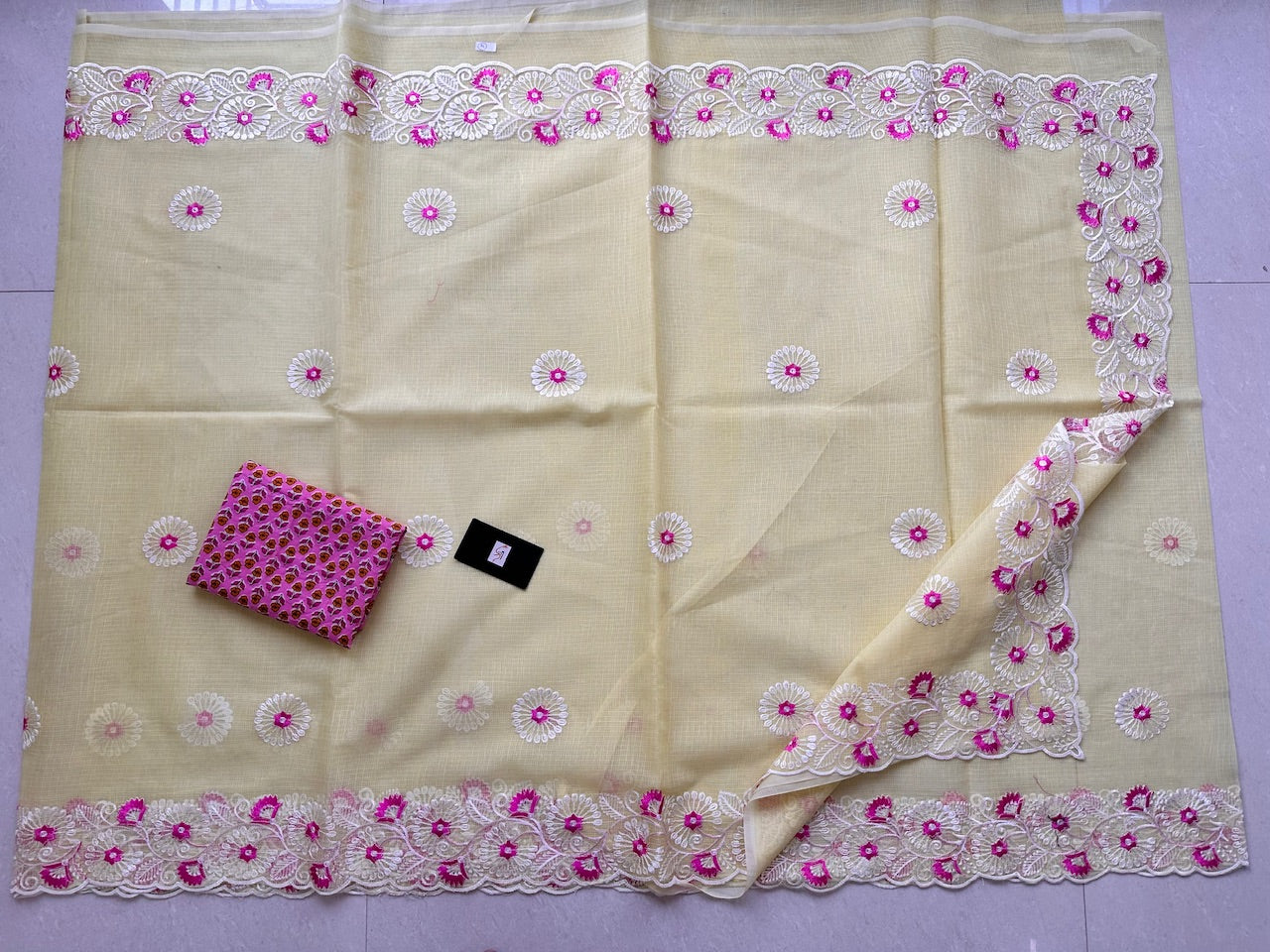 Embroidered Kota Cotton Doria Saree