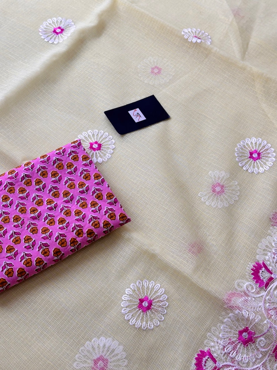 Embroidered Kota Cotton Doria Saree