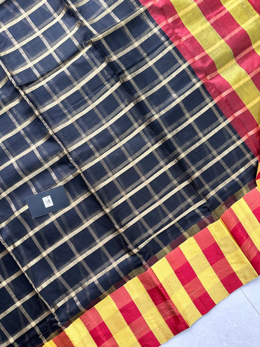 Pure Zari Checked Kota Silk Saree