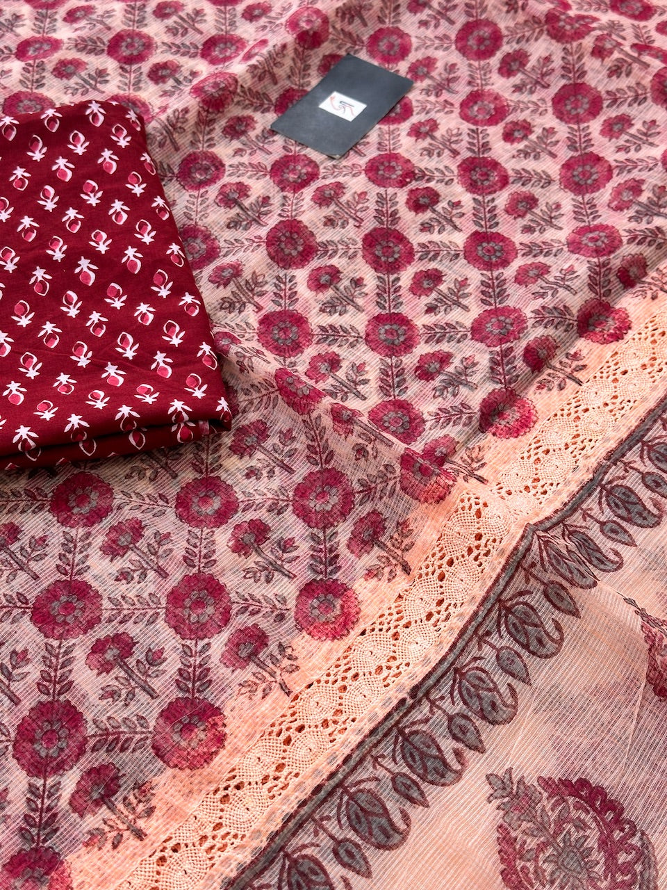 Pure HandBlock Printed Kota Cotton Doria Saree