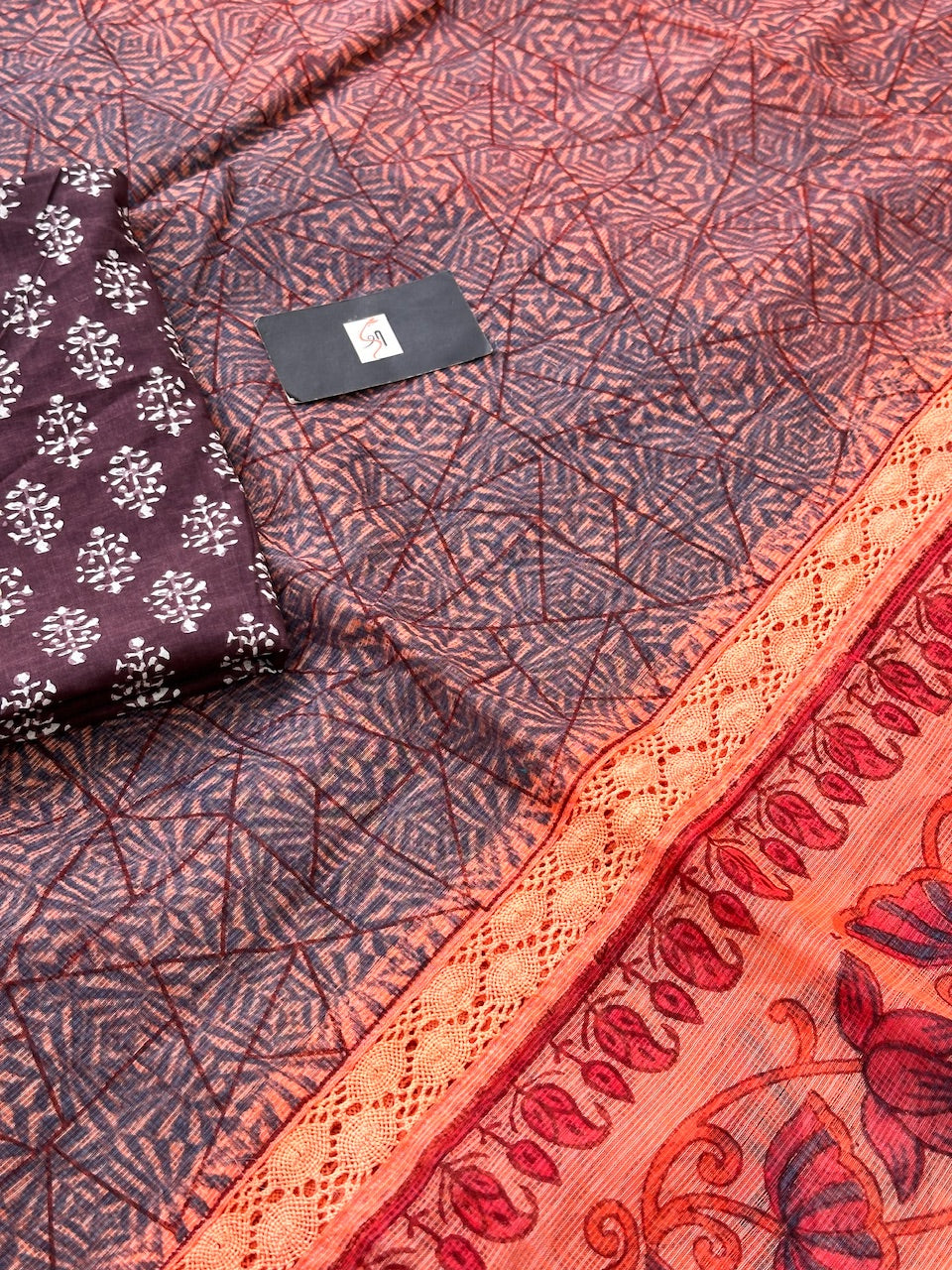 Pure HandBlock Printed Kota Cotton Doria Saree