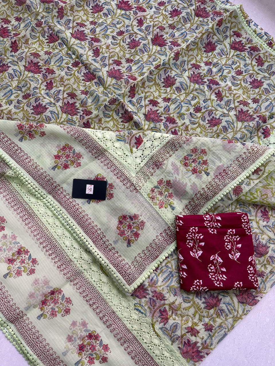 Pure HandBlock Printed Kota Cotton Doria Saree