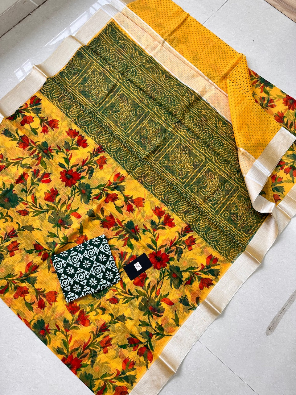 Digital Printed Kota Cotton Doria Saree