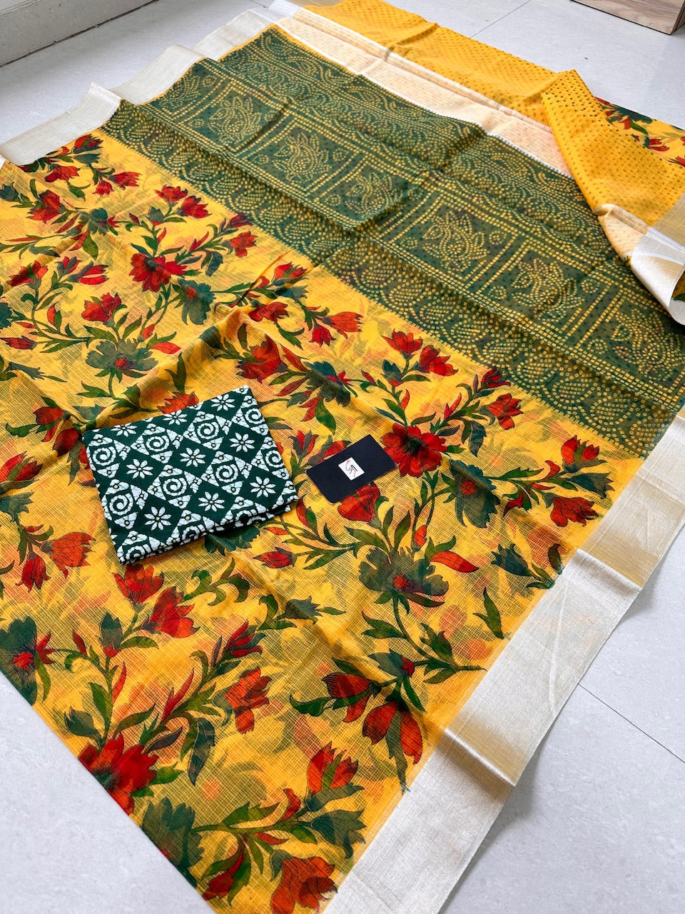 Digital Printed Kota Cotton Doria Saree