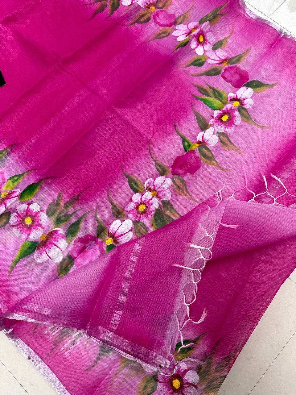 Handpainted Kota Cotton Doria Saree