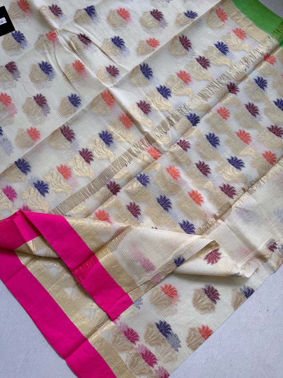 Pure Weaved Kota Cotton Doria Saree