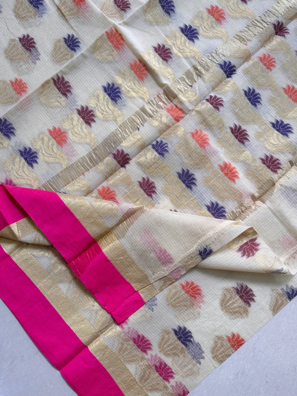 Pure Weaved Kota Cotton Doria Saree