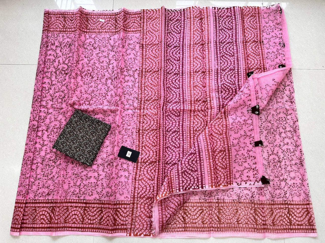 HandBlock Printed Kota Cotton Doria Saree