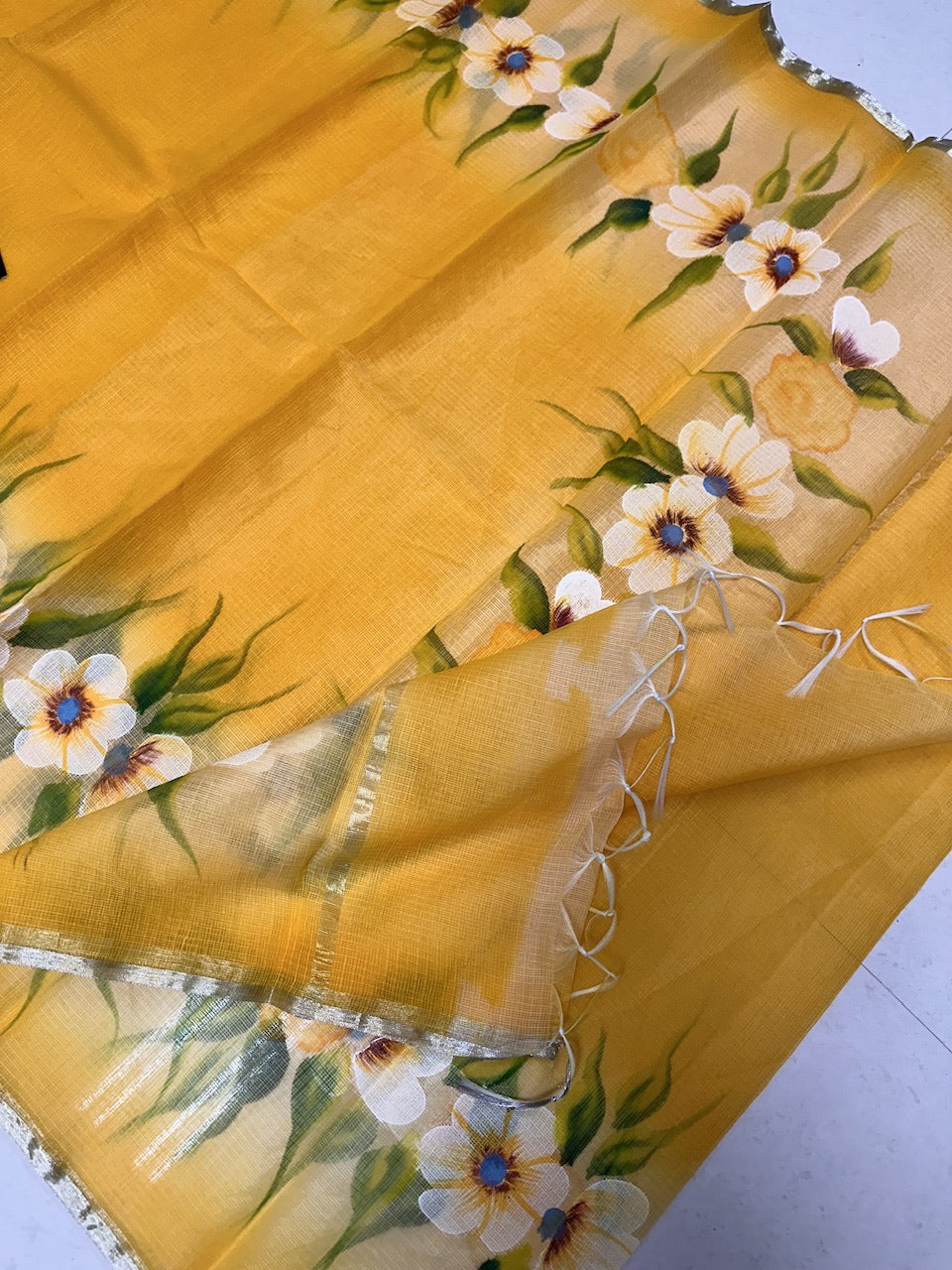 Handpainted Kota Cotton Doria Saree