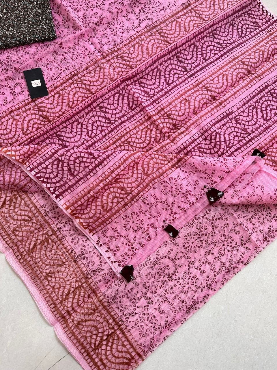 HandBlock Printed Kota Cotton Doria Saree