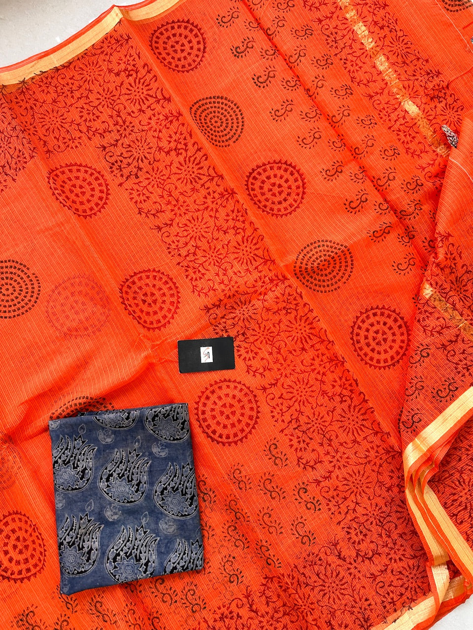 HandBlock Printed Kota Cotton Doria Saree